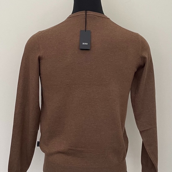 New Hugo Boss Crewneck Brown Camel Wool Sweater Pullover - Picture 4 of 7
